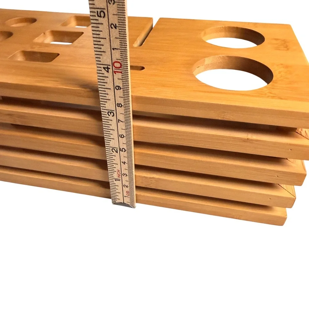 Bamboo Bar Tool Organizer Stand Brown Cocktail Shaker Bartender Hosting Decor